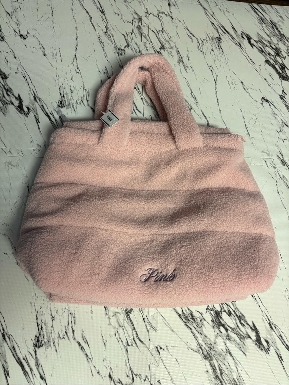 PINK Victoria's Secret Light Pink Sherpa Tote